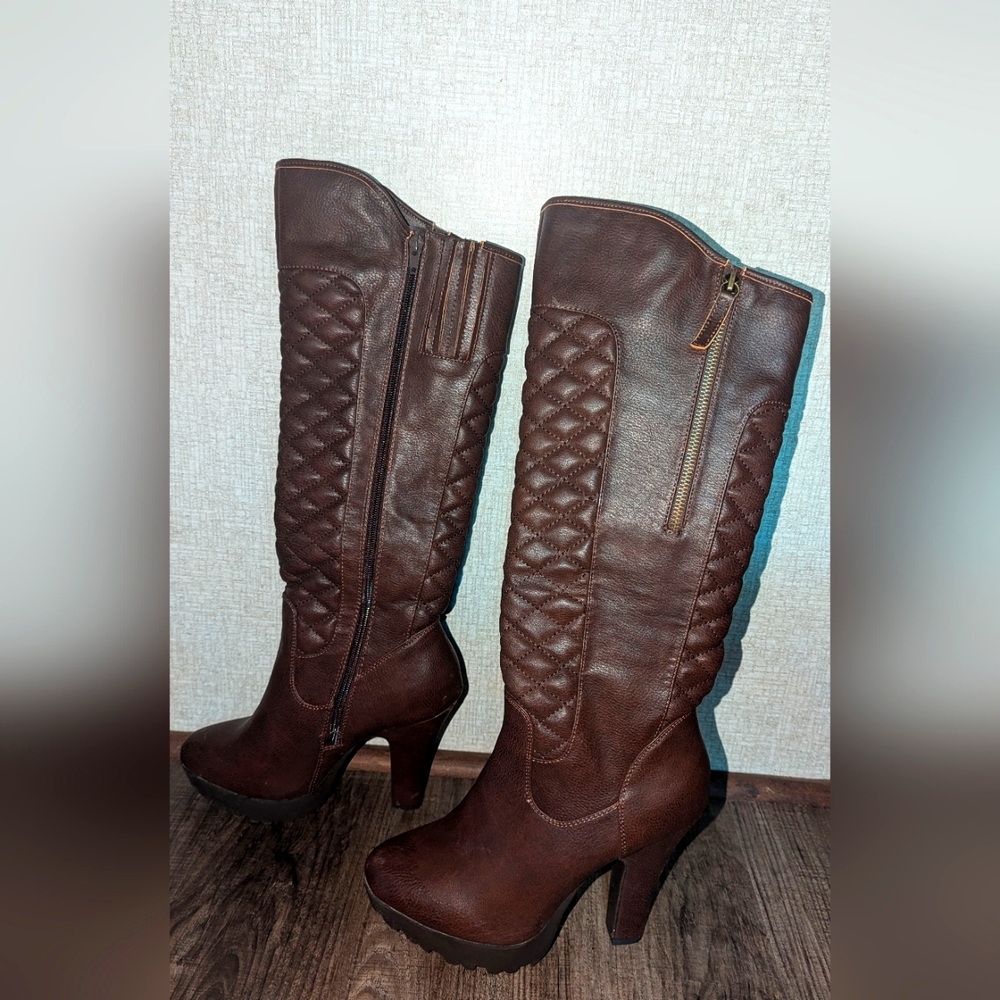Brown knee high boots